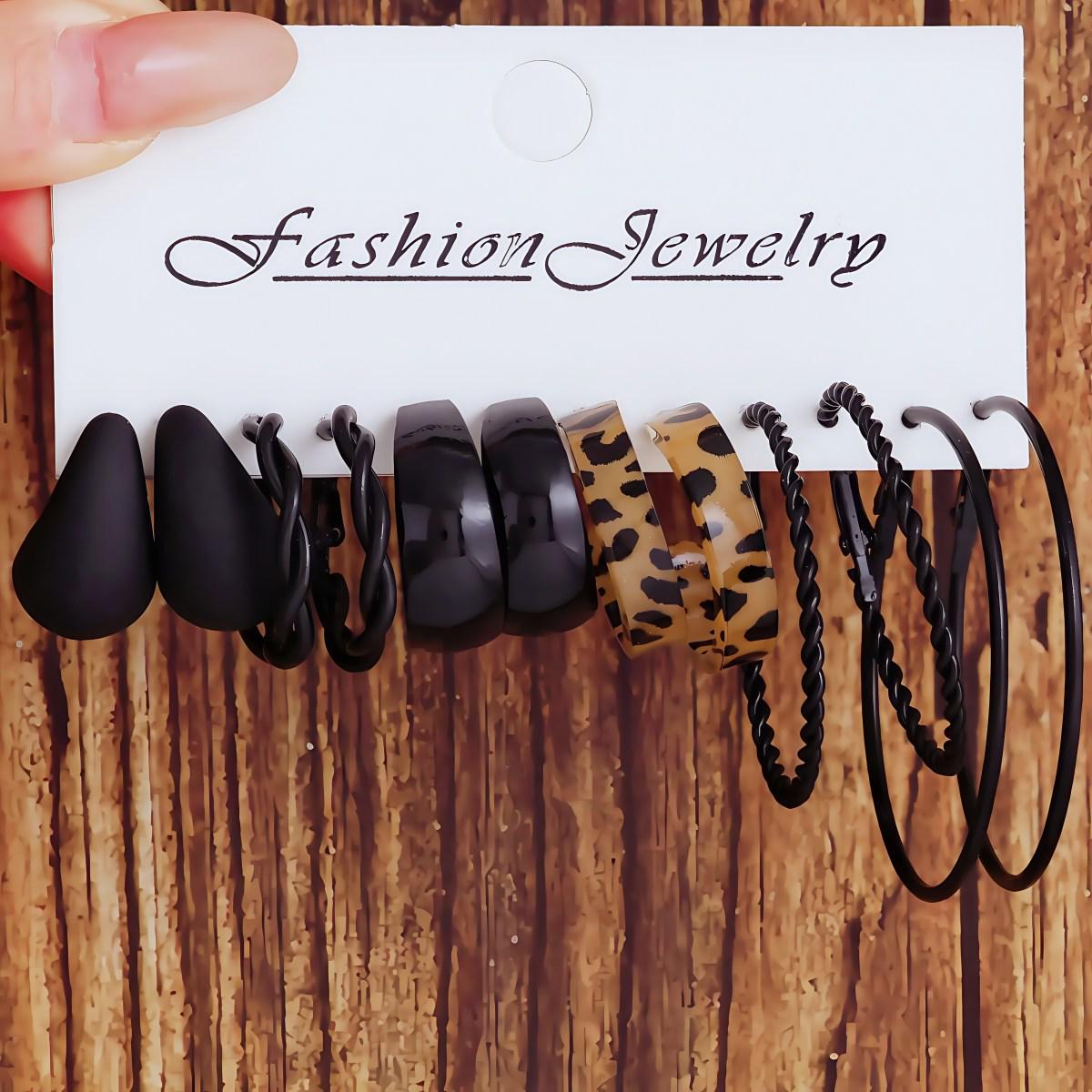 Европейский и американский стиль Геометрический Черный Набор Женских Серёг: Смелый, Модный, Неправильный Дизайн