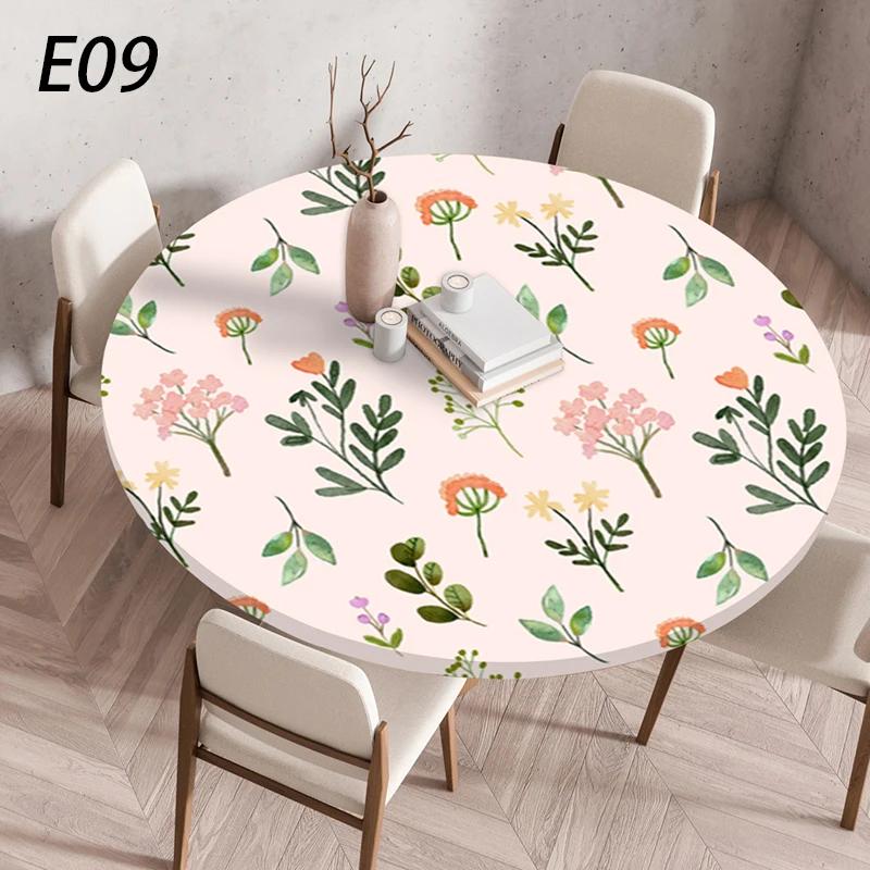 60/90/120Cm Round Table Cover Waterproof Oil-Proof Tablecloth Elastic Kitchen Dining Wedding Party Table Cover Home Decoration