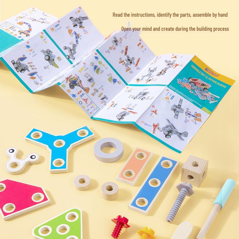 Wooden DIY Kids' Nut Assembly Tool Set - Educational Puzzle Toy for Ages 3-5