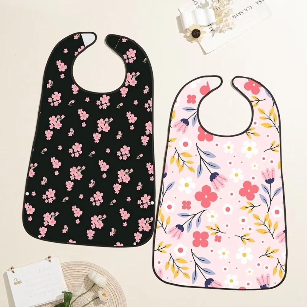 Reusable Feeding Bibs Floral print Dining Bibs Multi-purpose Clothing Protector Elderly Care
