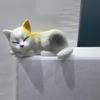 6Pcs Miniature Cats Figurines Resin Animal Ornaments For Desktop Shelf and Computer Monitor Car Dashboard Displays