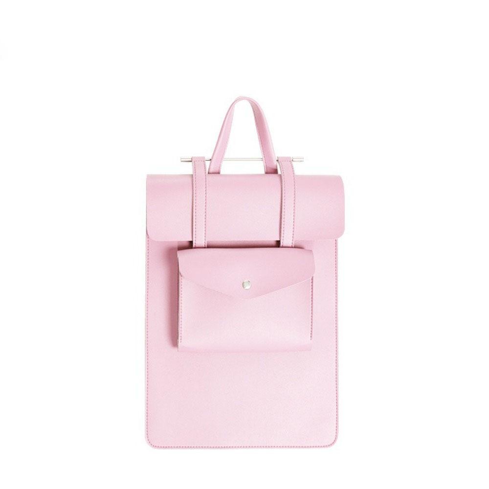 

PU Leather Notebook Case Pouch Bag Large Capacity Tablet Notebook Bag Office Use розовый