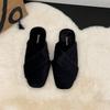 2025 autumn and winter new outer wear gentle fairy wind velvet bag head cotton slippers casual flat half slippers tide