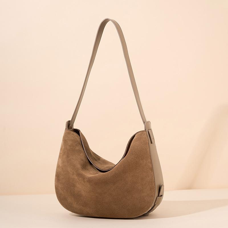 Leather Messenger Bag Women'S Fashion Retro First Layer Matte Cowhide Shoulder Armpit Bag Versatile Lower Dumpling Bag