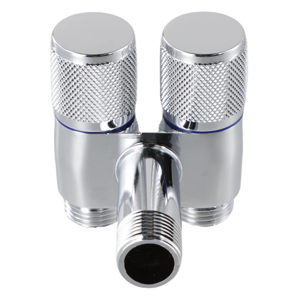 1pcs G1/2 1 In Two Out Double Control Washing Machine Faucet Toilet Triangle Valve Toilet Stop Valve Size 6.2*6cm Approx 3 Color