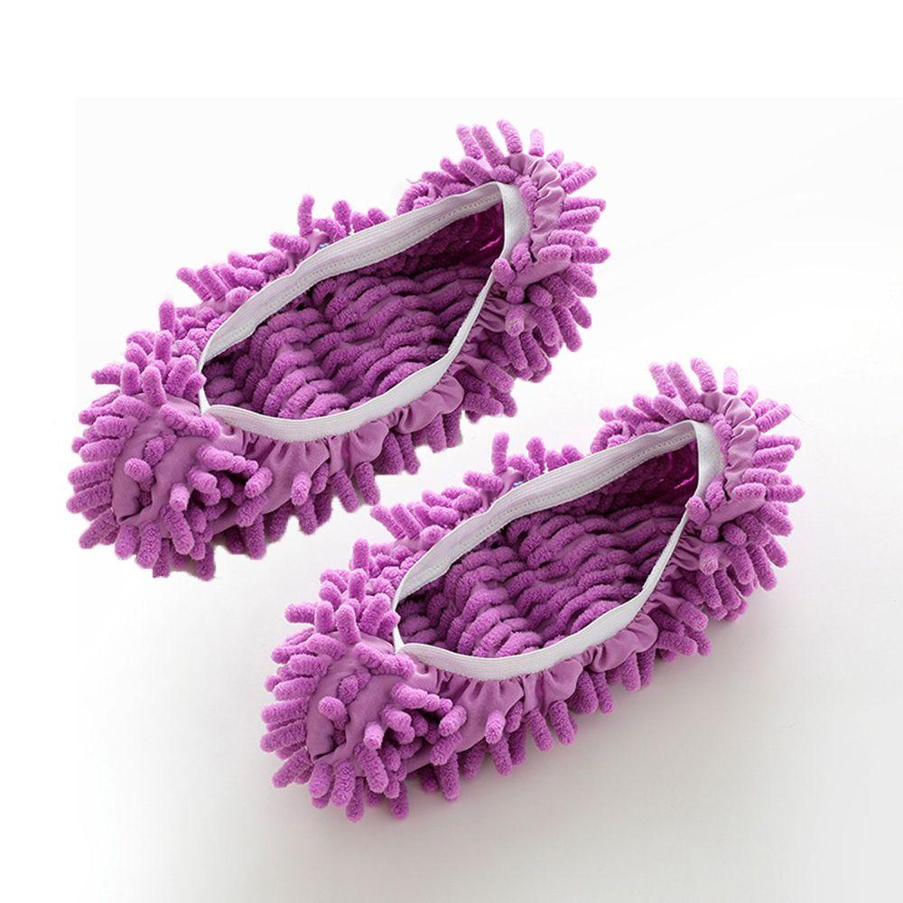 

Cleaning Slippers Indoor Dust Mop Slipper Women Slippers Plush Bedroom Shoes Mopping Slippers Cover фиолетовый