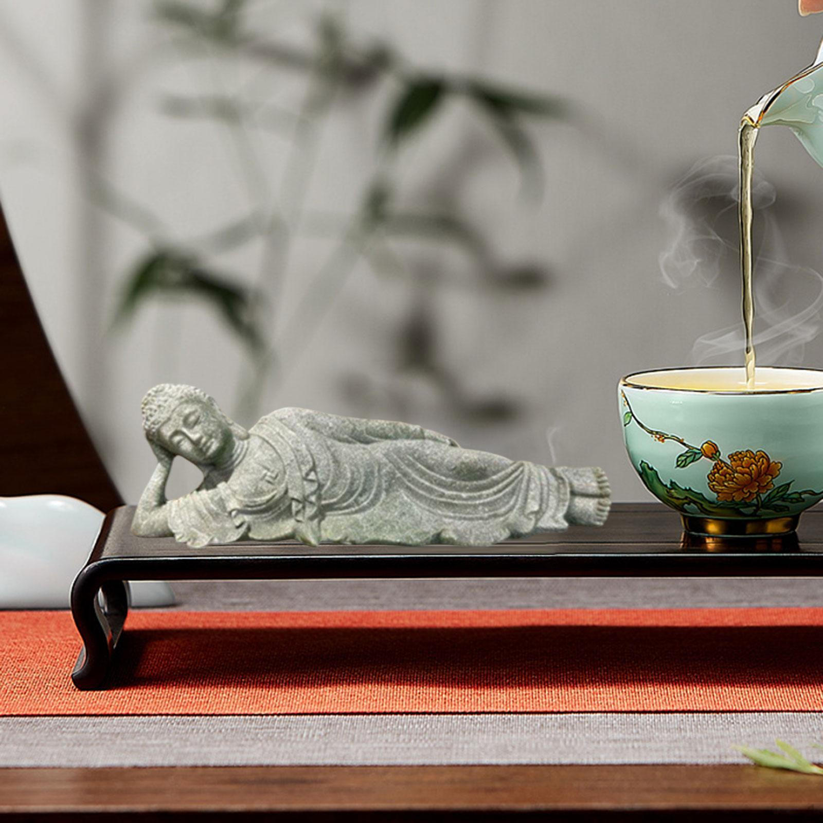 Reclining Buddha Statue Landscape Decoration Artwork Sleeping Figurine Desktop Ornament for