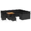 Ensemble de canapé de jardin 12 pièces avec coussins en noir, rotin poly et acacia, Ensemble de repas de jardin 3 pièces 3361519