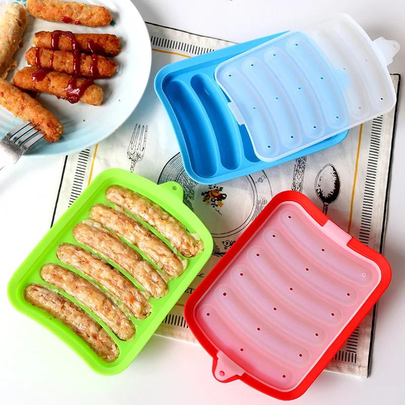 Silicone Sausage Maker Mold DIY Silicone Handmade Hamburger Hot Dog Mold Reusable Kitchen Accessories Gadget for Cake Baking Pie