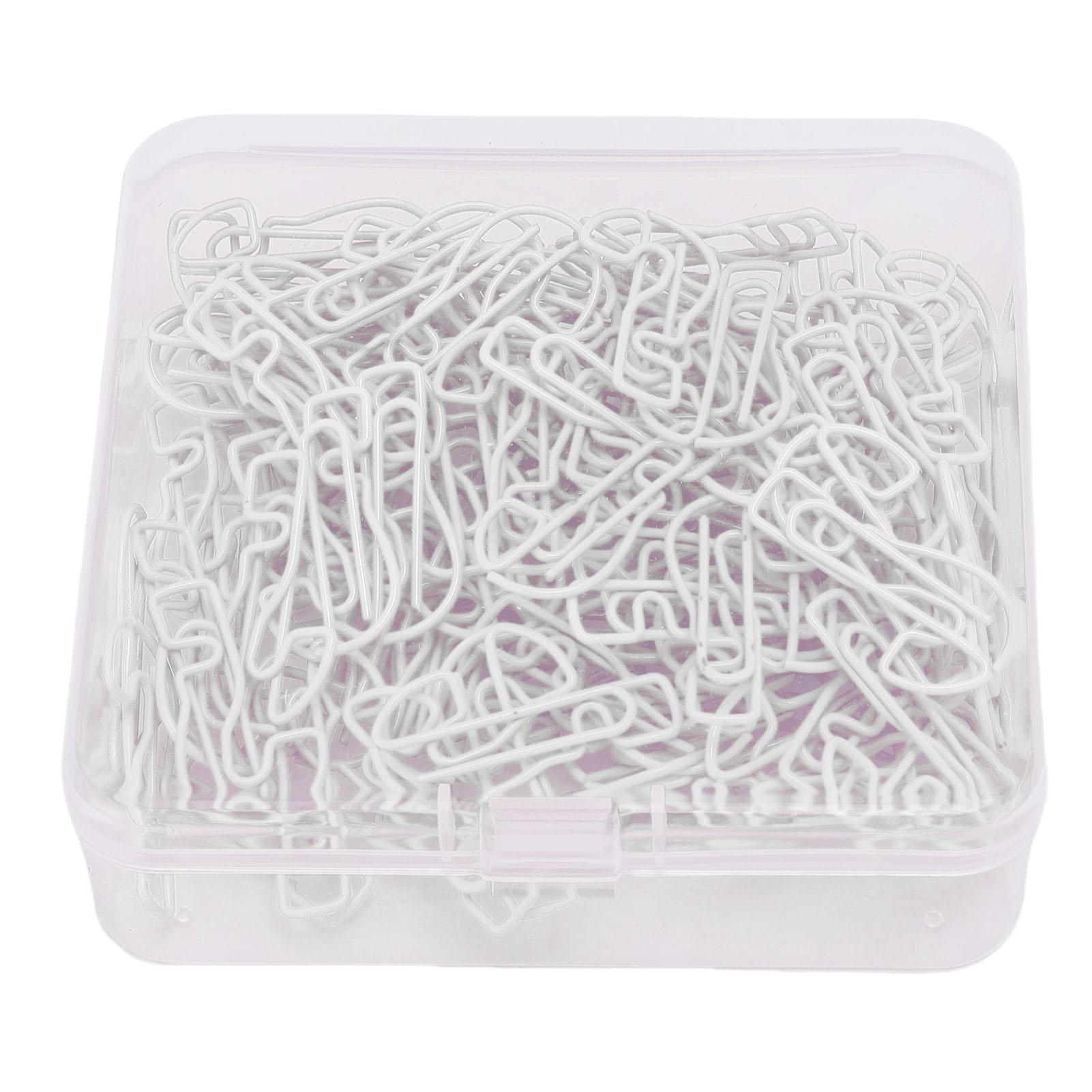 

100Pcs Question Mark Shaped Paper Clips Bulk Mini Bookmarks Clamp with Transparent Box School Suppli White