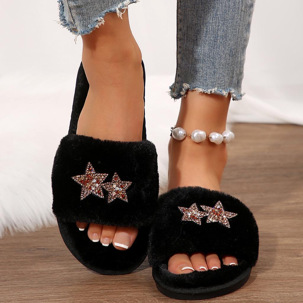 Fashion Women Slippers New Fashion Warm House Slippers Winter New Trend Fur Home Shoes for Women Casual Plush Comfortable Slides Women