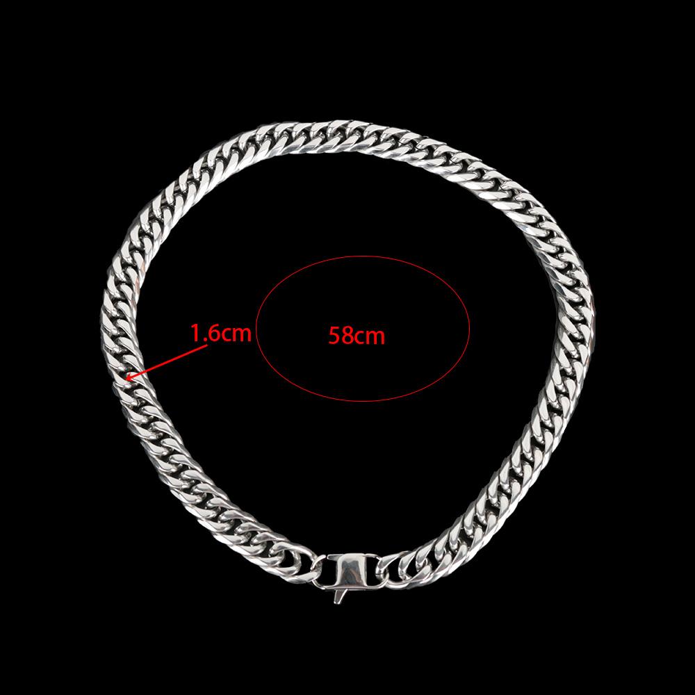 Punk Stainless Curb Cuban Stainless Steel Men 16mm Necklace Punk Style
