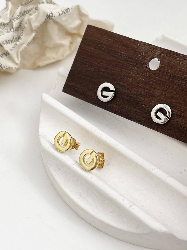 Sterling Silver S925 Unique Letter Stud Earrings for Women - Niche Fashion, Temperament, and Personality Design.