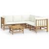 VidaXL Salon de jardin 6 pcs avec coussins blanc crème bambou 3155188