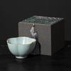 Ru Kiln Crackled Ceramic Gongfu Tea Tasting Cup - Cultivable Master Cup in Gift Box Packaging.