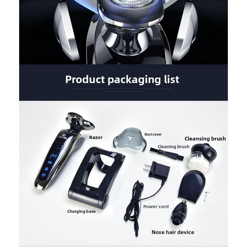 Electric Shaver with Rechargeable Feature, Fully Washable, Intelligent Digital Display, Multi-purpose Beard Trimmer