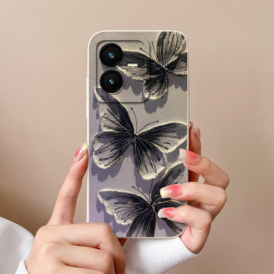 Case For Vivo Y22 Y22S Cover Camera Lens Protector For Vivo Y 22 Soft Liquid Silicone Cartoon Phone Back Covers For Women Man