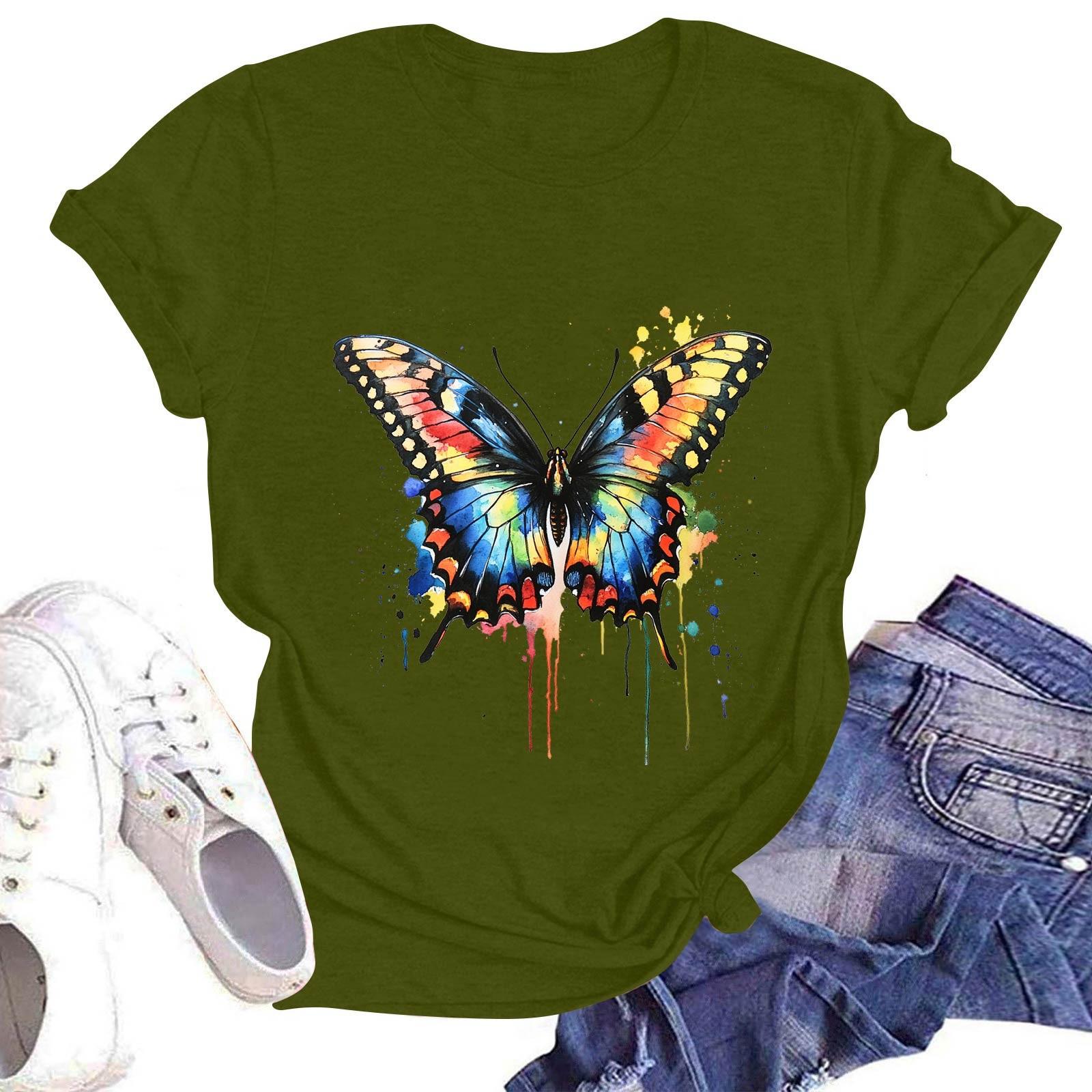 

Женская повседневная футболка с круглым вырезом и коротким рукавом L армия зеленый