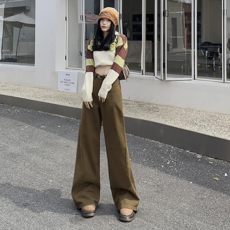 

2024 Осень/Зима Майяр Носить Высокая Талия Широкие Джинсы Женские Американские Повседневные Универсальные Брюки До Пола XL