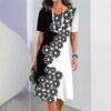 Elegant Short Sleeve Dress Women Clothes Flower Print O-neck Loose Streetwear Summer Dress