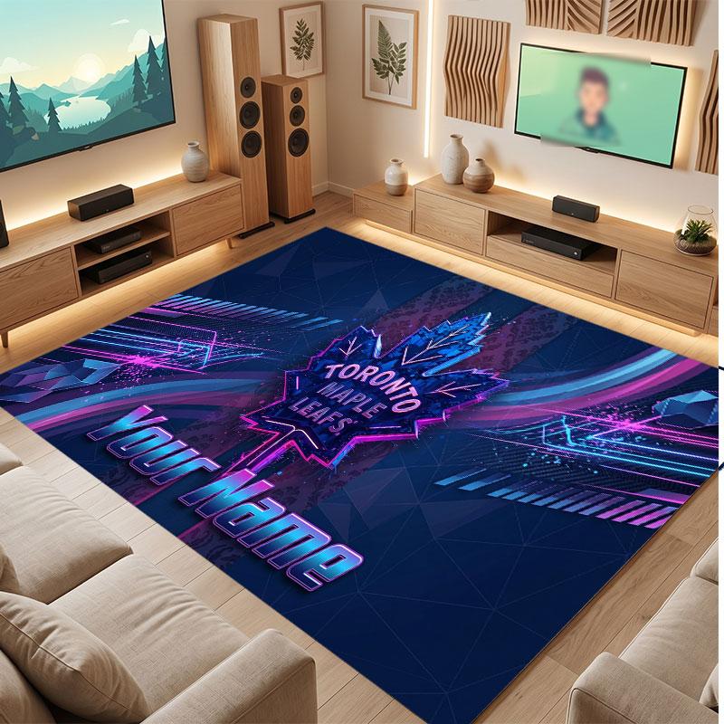 Tappeto in Cristallo Vellutato Personalizzato Toronto Maple Leafs, Tappeto Morbido Antiscivolo con Testo Nome Personalizzato per Soggiorno Camera da Letto