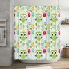 Green Owl Printed Shower Curtain with Multicolored Birds Home Decor Accessories for Bathroom