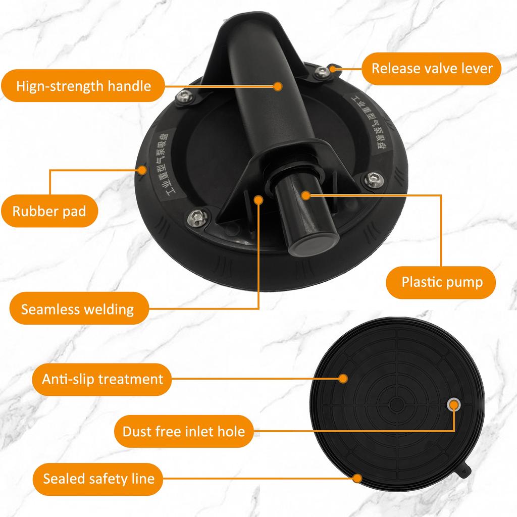 8 Inch Vacuum Suction Cup 250kg Bearing Capacity Heavy Duty Vacuum Lifter for Granite Tile Glass Manual Lifting