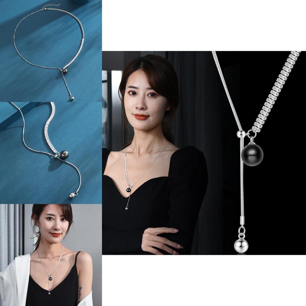 Fashionable Multi-layered Pearl And Crystal Necklace With Unique Geometric Design For Women