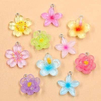DIY Resin Plant Charm: Transparent Lotus & Cherry Blossom Five-Petal Flower Pendants