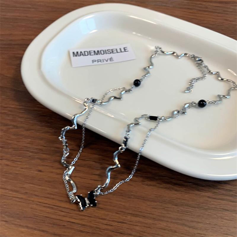 

Waves Irregular Butterfly Zircon Necklace Light Luxury Niche Clavicle Chain Design Sense High Personality Temperament Neck Chain Women