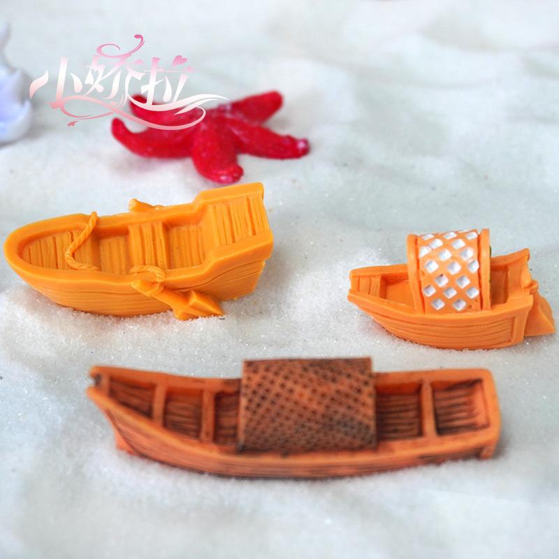 DIY Jiangnan Boat Micro Landscape Ornament - Chinese Handicraft for Fish Tank Decoration