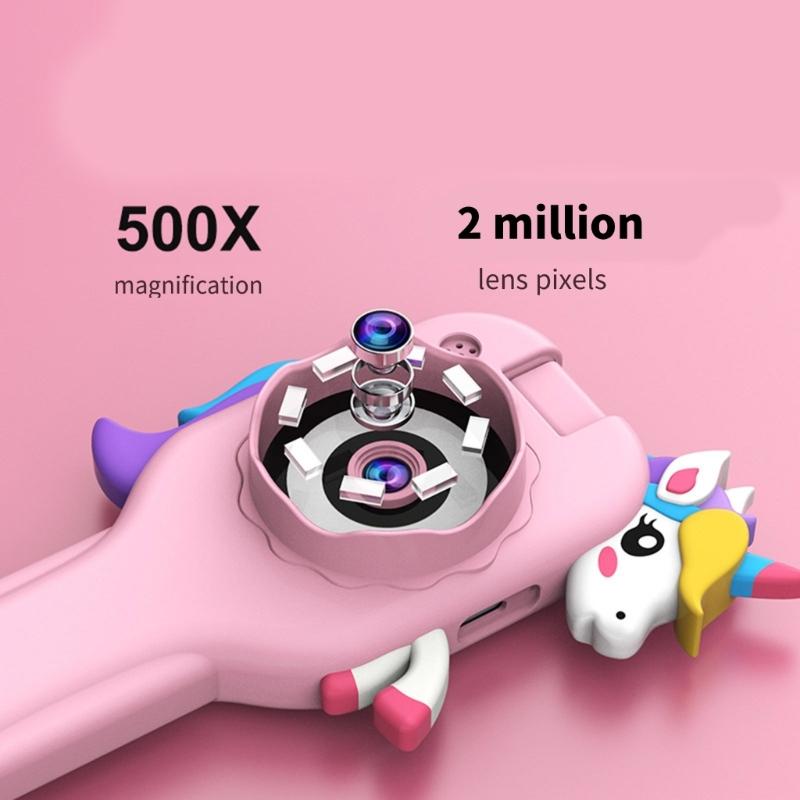 Handheld Kids Microscope Toy 500X 2 Display LED Light Educational Gift For Boys Girls Age 3 13