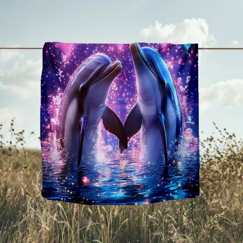 1PC Custom Name Love Between Dolphins Outdooor Flannel Blankets Throw Blanket All-Season Throw Gift Bedspread for Couch, Bed, Camping Holiday Birthda