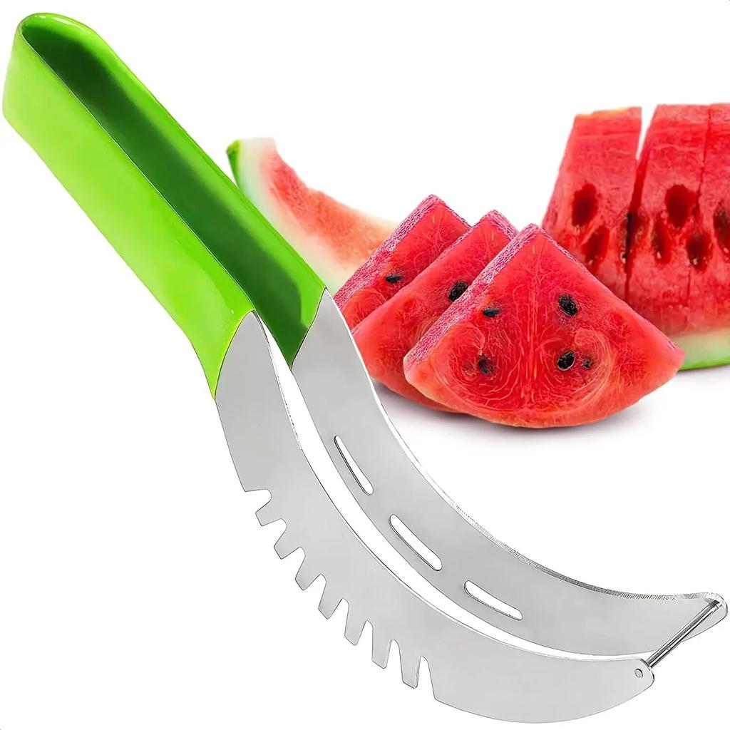 Watermelon Slicer Cutter Stainless Steel Color Non-slip Plastic Wrap Handle Not Hurt Hands Cantaloupe Kitchen Fruit Cutting Tool