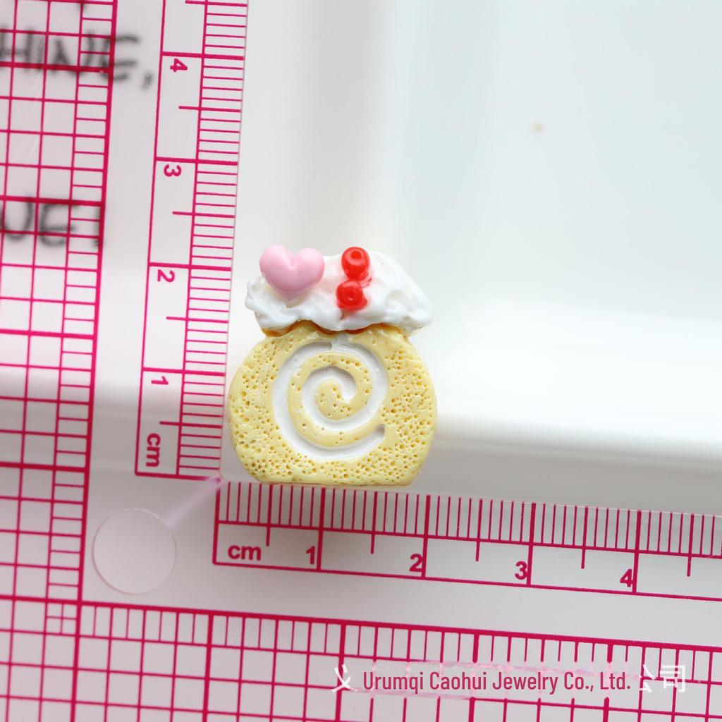 Sweet Fruit Cream Roll Cake Resin Dessert Hairpin Simulation DIY Accessory