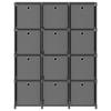 VidaXL 12-cube Shelving Unit with Boxes Grey 103x30x141 Cm Fabric