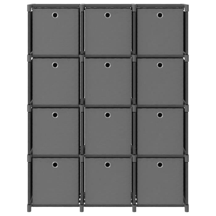 VidaXL 12-cube Shelving Unit with Boxes Grey 103x30x141 Cm Fabric