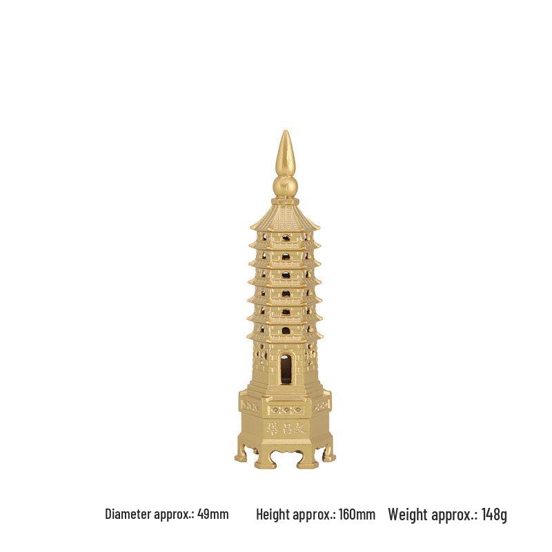 Wenchang Tower Desk Ornament - 7, 9, or 13-Story Pure Brass Handcrafted Copper Decor