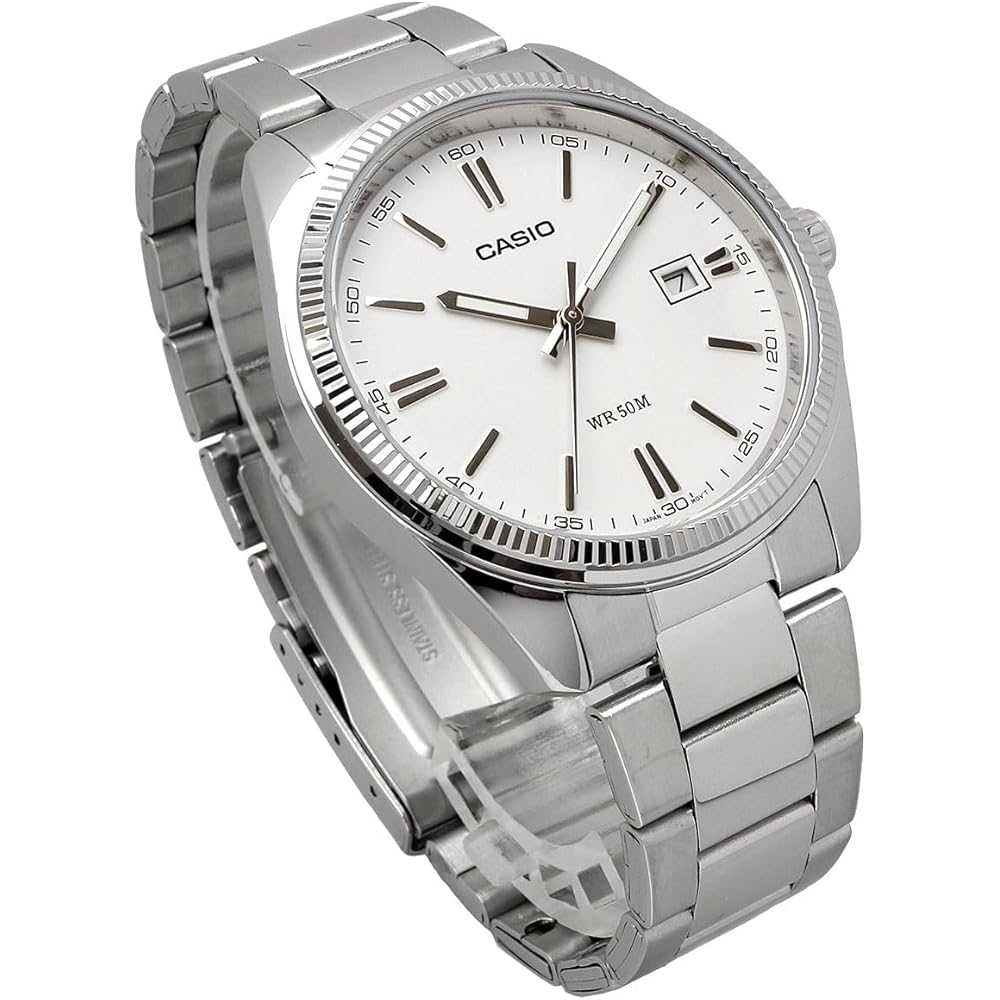 Casio MTP-1302D-7A1V Analog Quartz Men's Watch Silver Metal Band White Dial