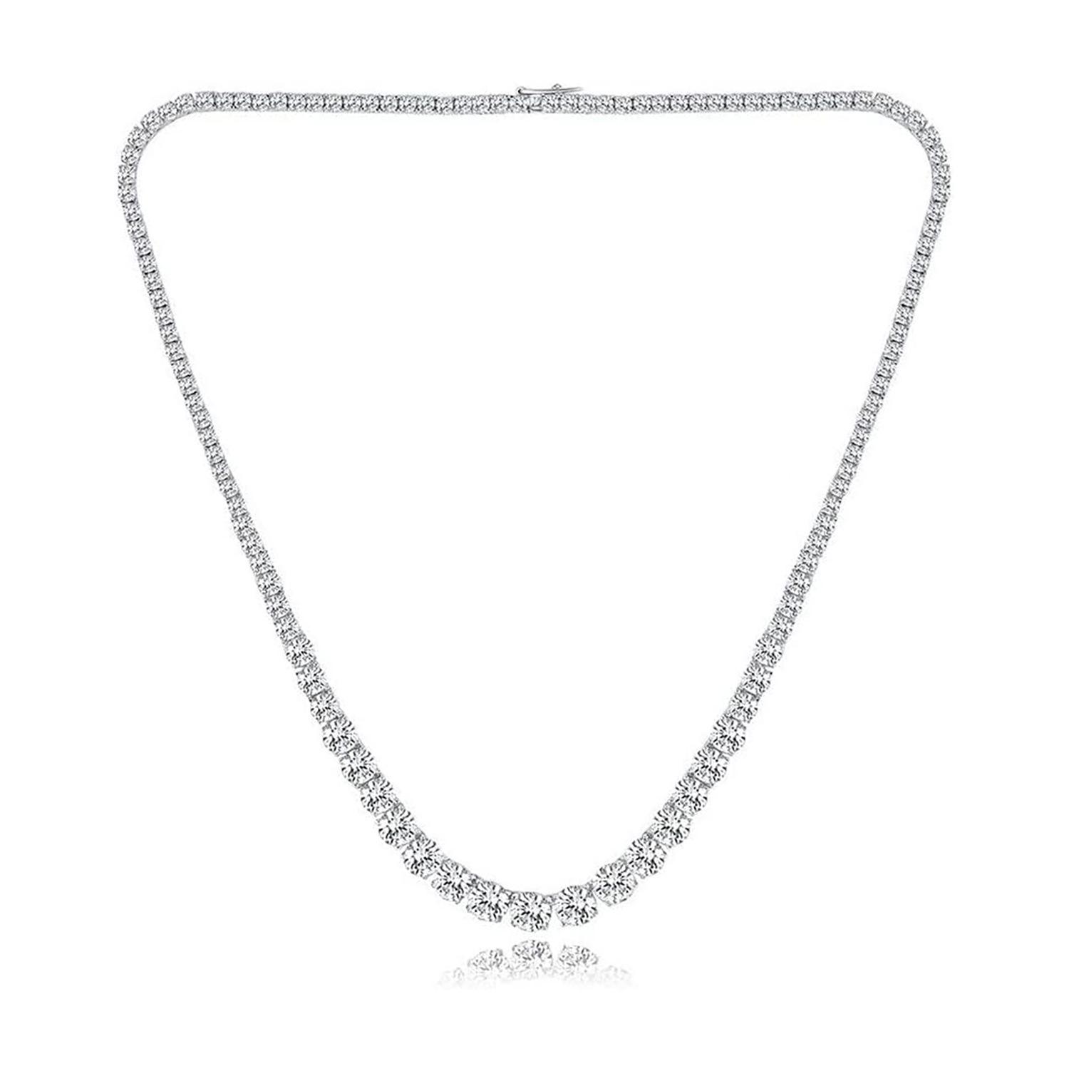 Gradient Zircon Tennis Necklace Choker with 4-Prong Setting, 3mm-7mm, Fashionable Heavy Industry Design 16in