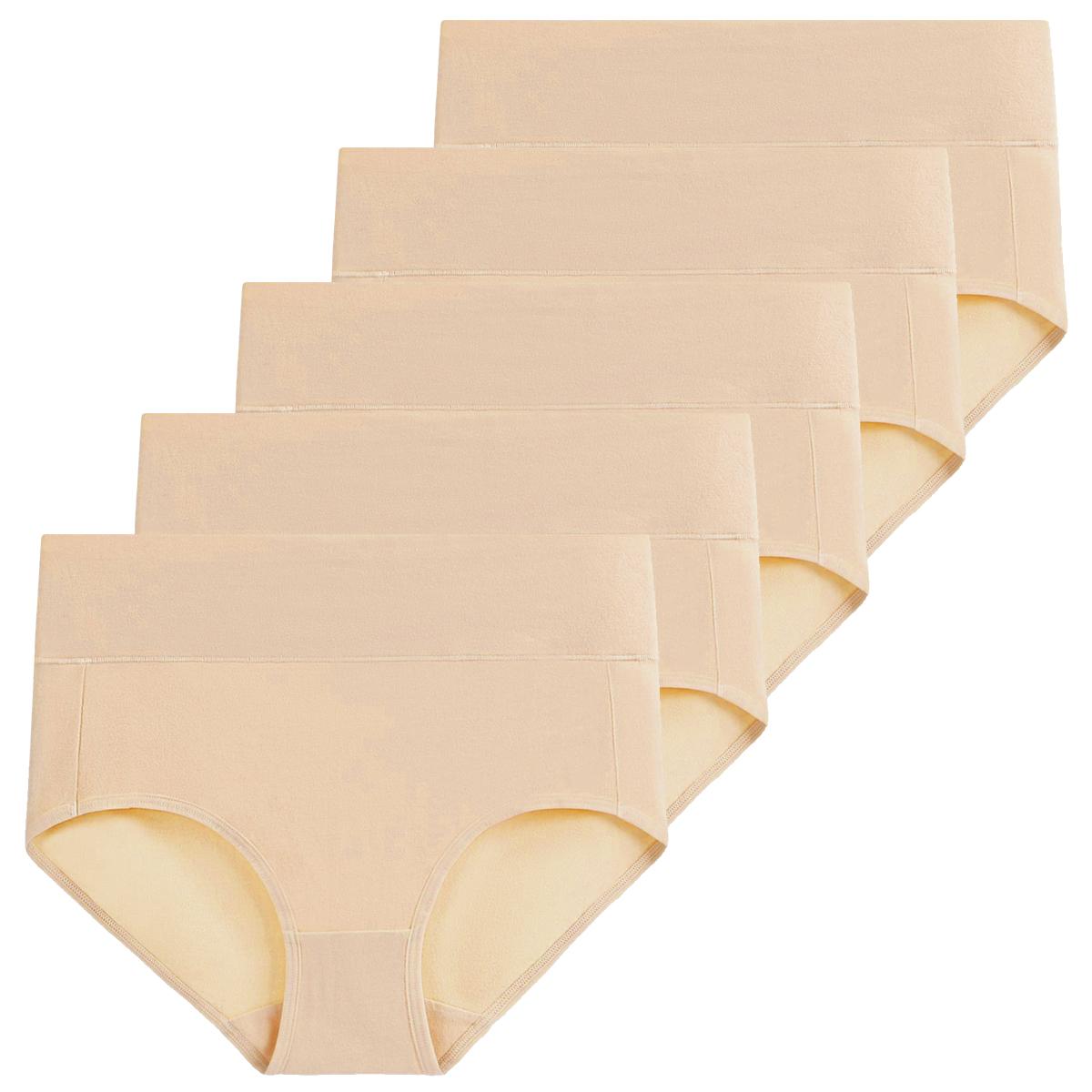 

Molasus 5pcs Women s Cotton Panties Seamless Underwear High Waist Full Coverage Ladies Briefs Set Breathable Underpant Plus Size S&5pcs