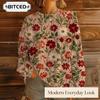 BITCED Moda Feminina Casual Blusas e Camisas de Manga Comprida com Decote O