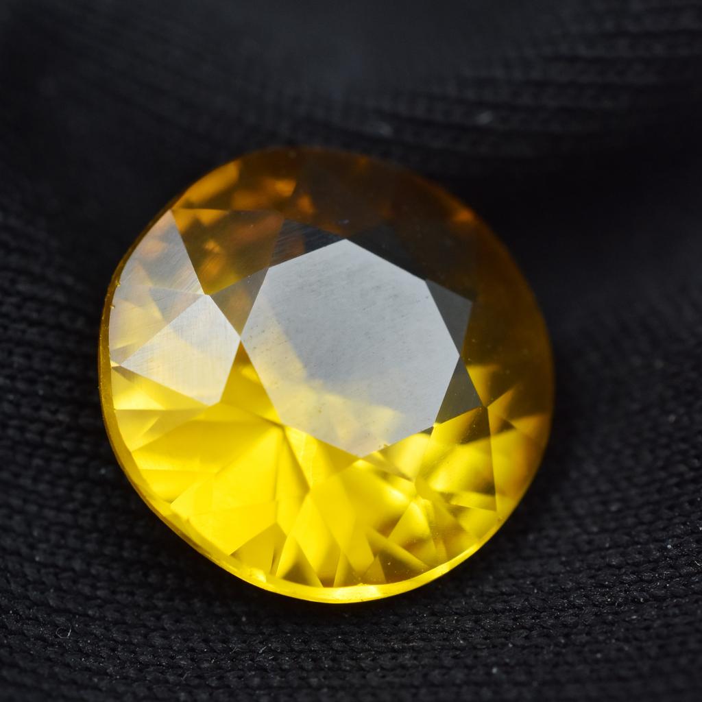 Natural 5.65 Ct Yellow Sapphire Diamond Cut Round Shape Loose Gemstone CERTIFIED AR-1101