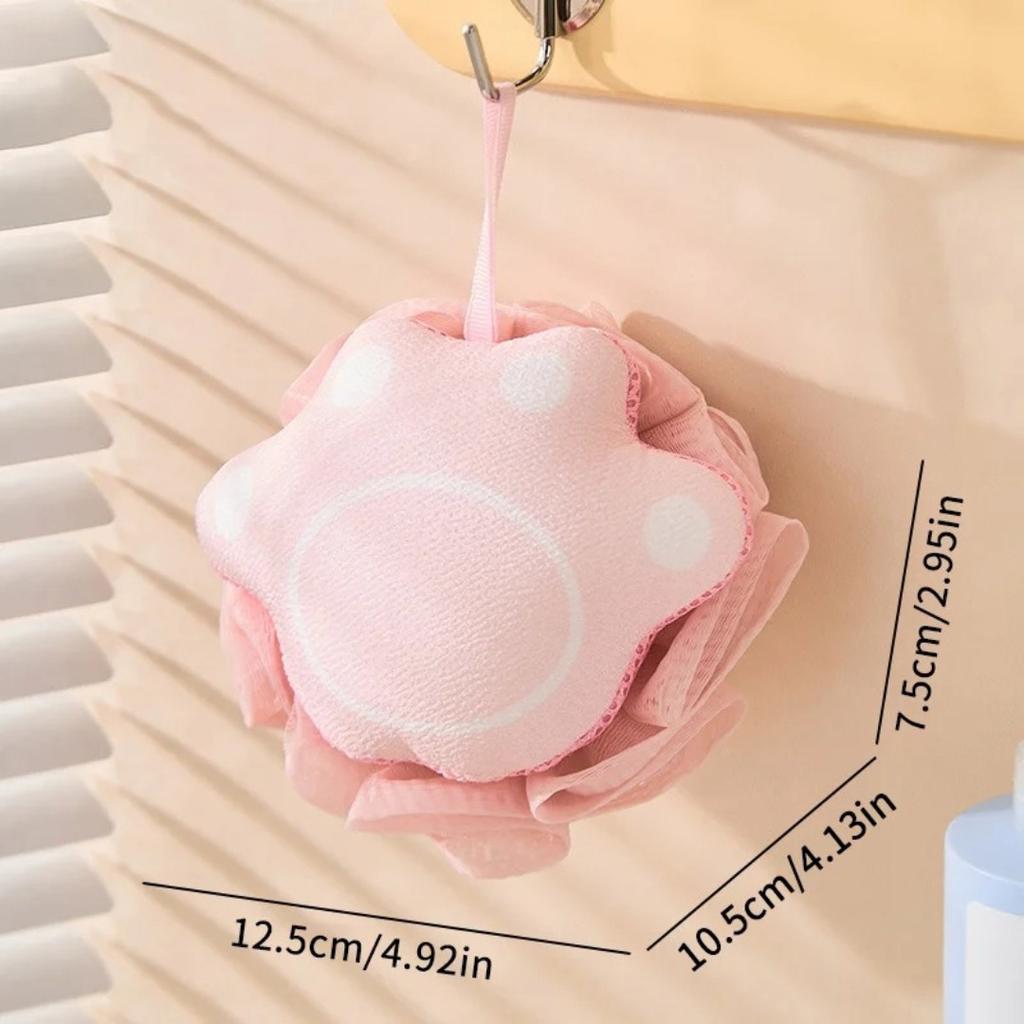 Cat Paw Bath Flower Towel Soft Cartoon Cute Bath Ball Bubble Hanging Rope Bath Ball Back Rubbing Magic Tool Bathroom Supplies