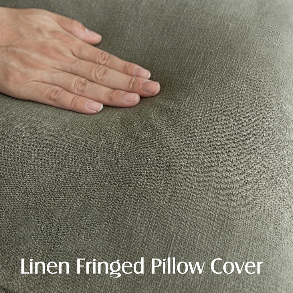 Set of 2 Decorative Linen Fringe Lumbar Throw Pillow Covers Boho Farmhouse Cushion Cover with Tassels Soft Pillowcase for Couch