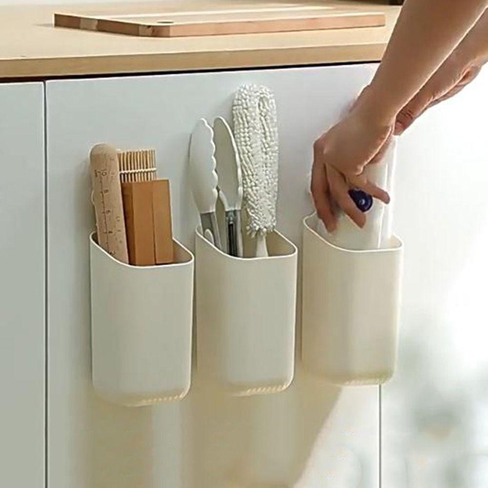Punch-free Magnetic Storage Box Plastic Wall-mounted Storage Box Drinking Straws Dispenser  Cabinet
