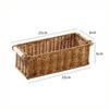 Creative Brown Storage Basket Woven Pattern Wood Handle Organizing Baskets Rectangle Sundries Organizer Bar Organizing