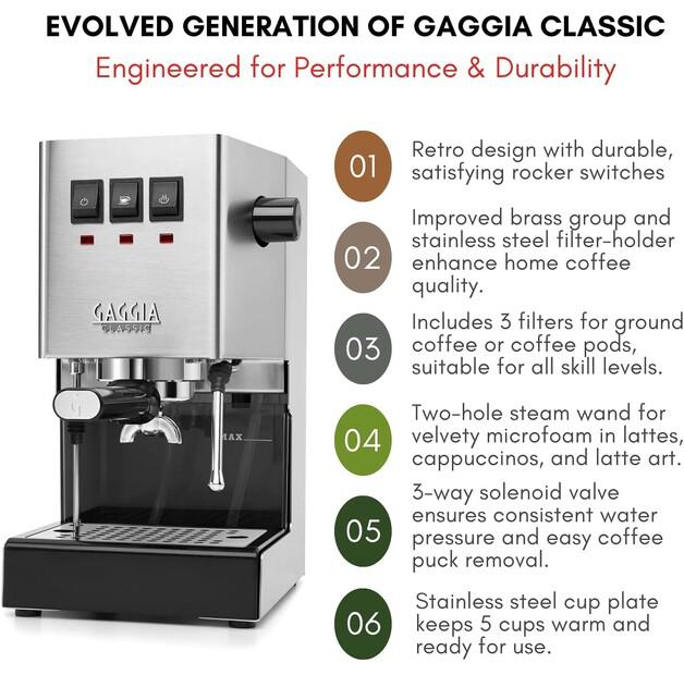 Кофемашина Gaggia RI9481/11 New Classic Evo edelstahl