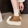 Retro Lapel Lace-up Muffin Platform High-top Shoes Women's Martin Boots New Small Height-increasing Casual Shoes