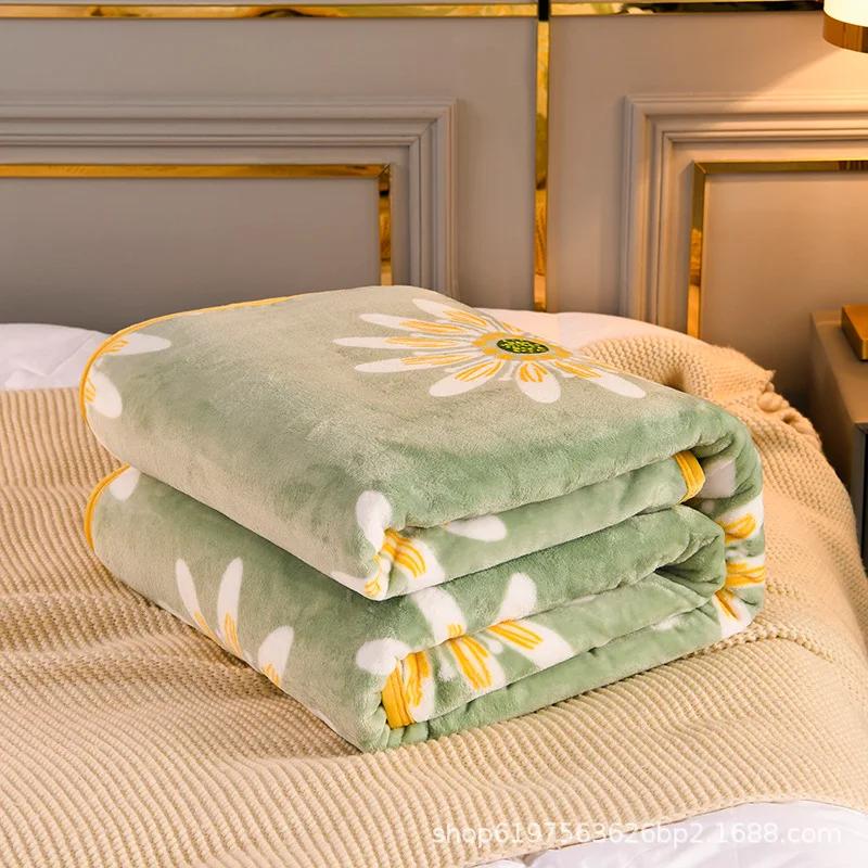 Soft Blanket Warm Coral Fleece Blankets Floral Cartoon Plaid Winter Sheet Bedspread Sofa Throw Mechanical Wash Leisure Covering